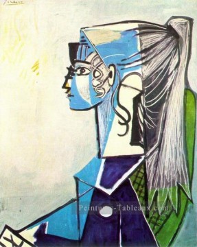 Portrait Sylvette David 25 au fauteuil vert 1954 cubisme Pablo Picasso Peinture à l'huile